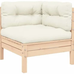 vidaXL - Loungeset - Crème - Grenenhout - 3 stuks - Met kussens Outlet