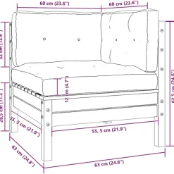 vidaXL - Loungeset - Crème - Grenenhout - 3 stuks - Met kussens Outlet