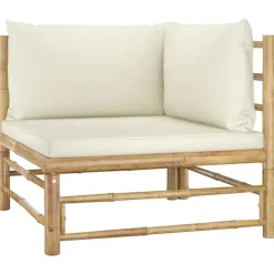 vidaXL - Loungeset - Crèmewitte - Bamboe - 5 stuks - Met kussens Online