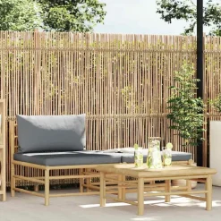 vidaXL - Loungeset - Donkergrijze - Bamboe - 3 stuks - Met kussens Hot