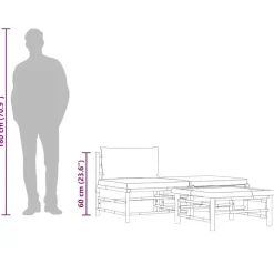 vidaXL - Loungeset - Donkergrijze - Bamboe - 3 stuks - Met kussens Hot