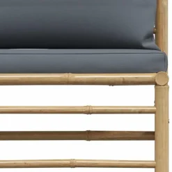 vidaXL - Loungeset - Donkergrijze - Bamboe - 3 stuks - Met kussens Hot