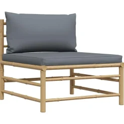 vidaXL - Loungeset - Donkergrijze - Bamboe - 3 stuks - Met kussens Hot