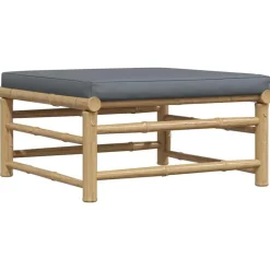 vidaXL - Loungeset - Donkergrijze - Bamboe - 3 stuks - Met kussens Hot