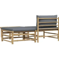 vidaXL - Loungeset - Donkergrijze - Bamboe - 3 stuks - Met kussens Hot