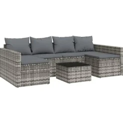 vidaXL - Loungeset - Grijs - Poly rattan - 2 stuks -Met kussens Best