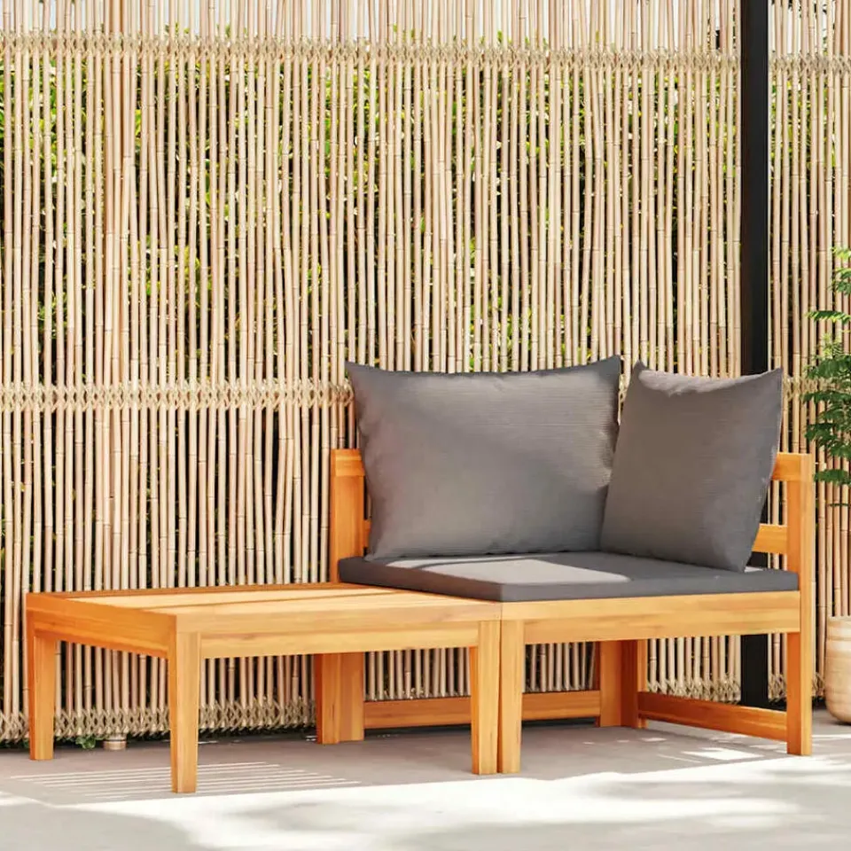 vidaXL - Loungeset - Grijs - Acaciahout - 2 stuks - Met kussens Sale