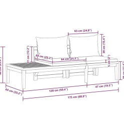 vidaXL - Loungeset - Grijs - Acaciahout - 2 stuks - Met kussens Sale