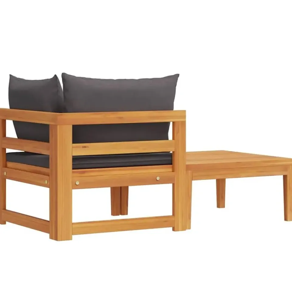 vidaXL - Loungeset - Grijs - Acaciahout - 2 stuks - Met kussens Sale
