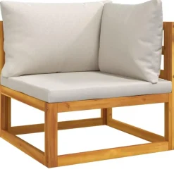 vidaXL - Loungeset - Lichtgrijze - Acaciahout - 9 stuks - Met kussens New