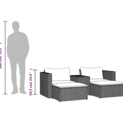 vidaXL - Loungeset - Zwart - Poly rattan Clearance