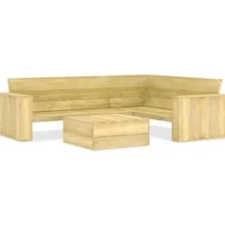 vidaXL - Loungeset Voor De Tuin - Bruin - Geïmpregneerd grenenhout Sale