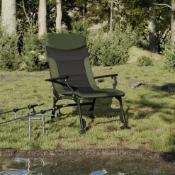 vidaXL - Loungestoel met armleuning - Groen - Staal Discount