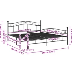 vidaXL - Meatlen bed frame - Zwart - Metaal - 140x200 cm Clearance