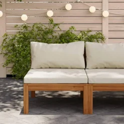 vidaXL - Middenbank sectioneel - Wit - Acaciahout - Met kussens Best