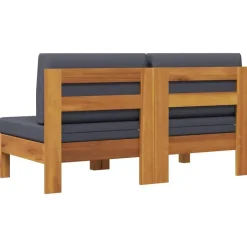 vidaXL - Middenbanken - Grijs - Acaciahout - 2 stuks - Met kussens Sale