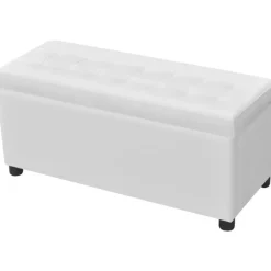 vidaXL - Opberg Hocker - Wit - Kunstleer Discount