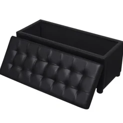 vidaXL - Opberg Hocker - Zwart - Kunstleer Clearance