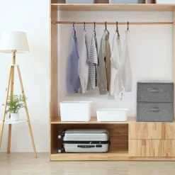 vidaXL - Opbergbox Opbergboxen - Grijs - Stof - 2 stuks Discount