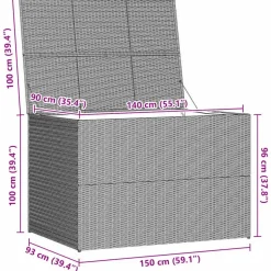 vidaXL - Opbergcontainer Voor Buiten - Zwart - Poly rattan Clearance