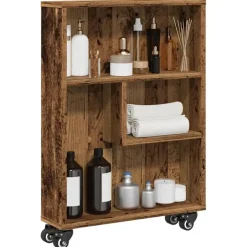 vidaXL - Opbergtrolley smal - Oud hout - Bewerkt hout - 48x13x68 cm Clearance