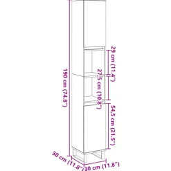 vidaXL - Oud hout Kolomkast met 2 deuren 2 vakken - Ijzer en hout - 30x30x190 cm
