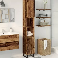 vidaXL - Oud hout Kolomkast met 2 deuren 2 vakken - Ijzer en hout - 30x30x190 cm