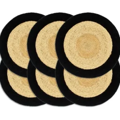 vidaXL - Placemat - Zwart - Katoen - 6 stuks Hot
