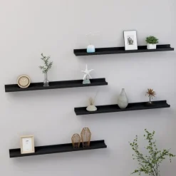 vidaXL - Plank - Zwart - MDF - 80 x 9 x 3 cm - 4 stuks Sale