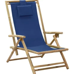 vidaXL - Relaxstoel - Blauw - Bamboe en stof - Verstelbaar Best