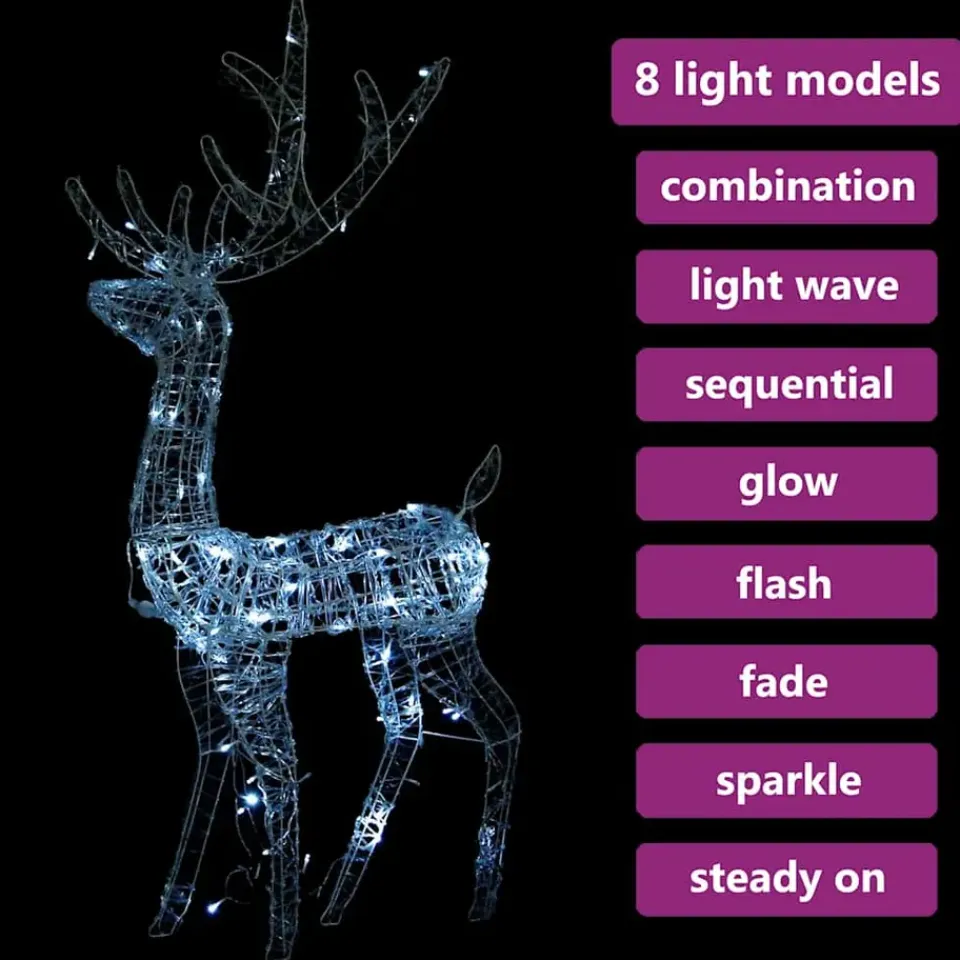 vidaXL - Rendier Kerstdecoratie - Koudwit - 70 x 41 x 120 cm