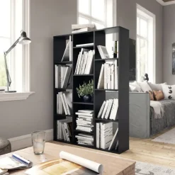 vidaXL - Scheidingswand - Zwart - Bewerkt hout Outlet