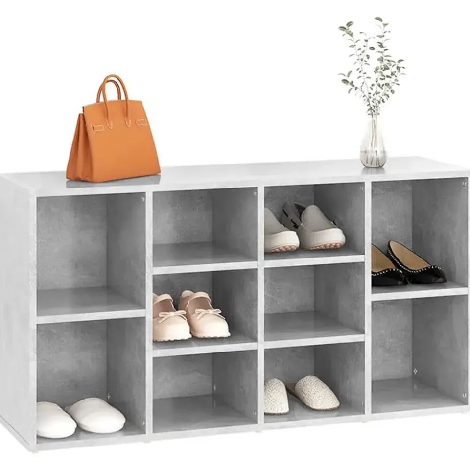 vidaXL - Schoenenbank - Grijs - Bewerkt hout - 103x30x55 cm New