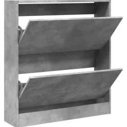 vidaXL - Schoenenkast 6 paar met 2 kleppen - Betongrijs - Hout - 80x21x87.5 cm New