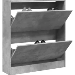 vidaXL - Schoenenkast 6 paar met 2 kleppen - Betongrijs - Hout - 80x21x87.5 cm New