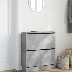 vidaXL - Schoenenkast 6 paar met 2 kleppen - Betongrijs - Hout - 80x21x87.5 cm New