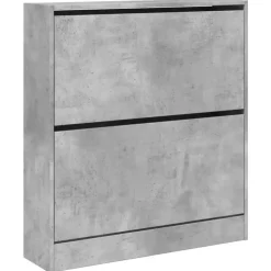 vidaXL - Schoenenkast 6 paar met 2 kleppen - Betongrijs - Hout - 80x21x87.5 cm New