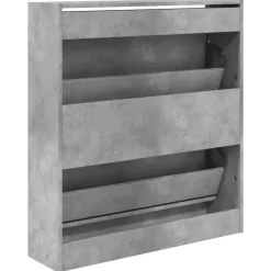 vidaXL - Schoenenkast 6 paar met 2 kleppen - Betongrijs - Hout - 80x21x87.5 cm New