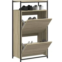 vidaXL - Schoenenkast 6 paar met 2 kleppen - Sonoma eiken - Hout - 60x34x112 cm Hot