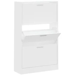 vidaXL - Schoenenkast 6 paar met 3 kleppen - Wit - Bewerkt hout - 63x24x103 cm Best