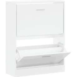 vidaXL - Schoenenkast 4 paar met 2 kleppen - Hoogglans wit - Hout - 63x24x81 cm Discount