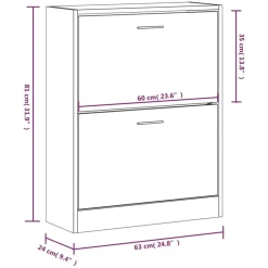 vidaXL - Schoenenkast 4 paar met 2 kleppen - Hoogglans wit - Hout - 63x24x81 cm Discount