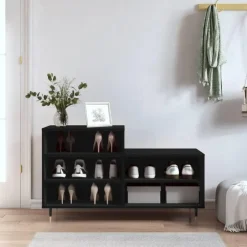 vidaXL - Schoenenkast 10 paar met metalen poten - Zwart - Hout - 102x36x60 cm