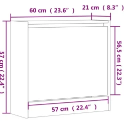 vidaXL - Schoenenkast 2 paar met 1 klep - Zwart - Bewerkt hout - 60x21x57 cm Clearance