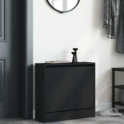 vidaXL - Schoenenkast 2 paar met 1 klep - Zwart - Bewerkt hout - 60x21x57 cm Clearance