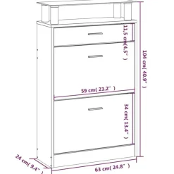 vidaXL - Schoenenkast 4 paar met 3 kleppen en lade - Zwart met glazen bovenblad Online