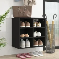 vidaXL - Schoenenkast met 6 vakken - Zwart - Bewerkt hout - 52.5x30x50 cm Best