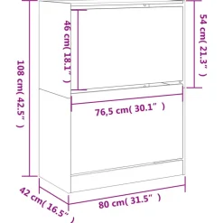 vidaXL - Schoenenkast met 2 kleppen 18 paar - Wit - Bewerkt hout - 80x42x108 cm New