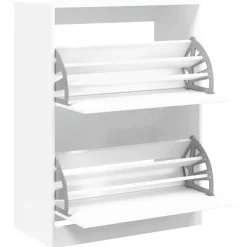 vidaXL - Schoenenkast met 2 kleppen 18 paar - Wit - Bewerkt hout - 80x42x108 cm New