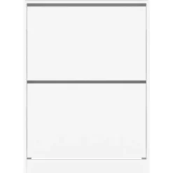 vidaXL - Schoenenkast met 2 kleppen 18 paar - Wit - Bewerkt hout - 80x42x108 cm New